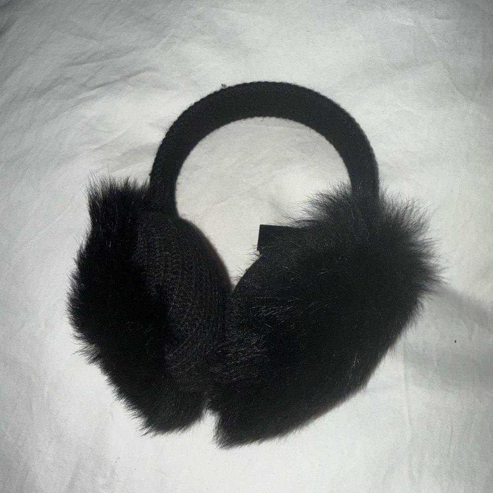 Club Monaco Black Shearling Ear Muffs